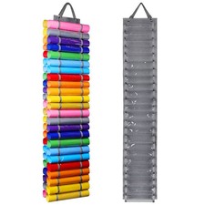 Vinyl Storage Organizer Roll Holder Wall Mount Over Door 48 Compartments Gray