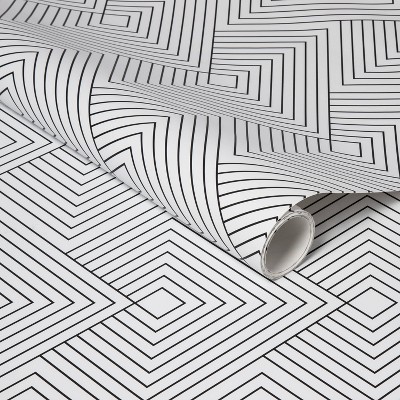 Project 62 Diamonds Gold Navy 198"x20" Peel & Stick Wallpaper, Black/White - Bild 1 von 4
