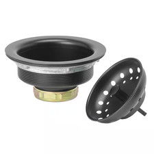 Fixed Post Kitchen Sink Strainer - Stainless Steel with Matte Black Finish