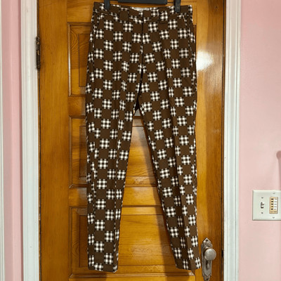 Bogey Boys Big Check Brown Plaid Golf Pants Men s US Small W28
