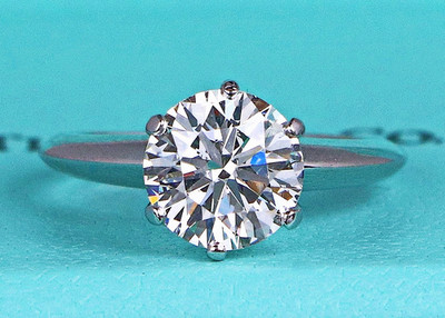 $49,500 Tiffany & Co 2.02ct Platinum VS1 Round Diamond 6 Prong Engagement Ring