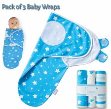 3 x Unisex Baby Blanket Extra Soft Skin Friendly Baby Swaddle Wrap 0-3 Month UK