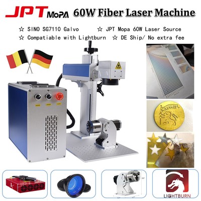60W JPT Mopa Fiber Laser Marking Machine Laser Engraver JCZ Board Rotary EU Ship