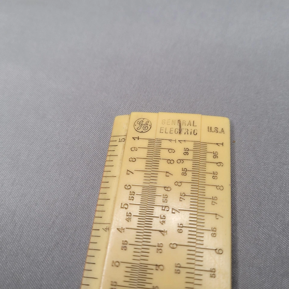 De colección General Electric GE Bolsillo Regla Deslizante Hecho en Francia Cuero Logo Estuche Foto 4 de 4