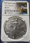 2022 $1 American Silver Eagle - NGC MS70 U.S. State Series - Connecticut 7K