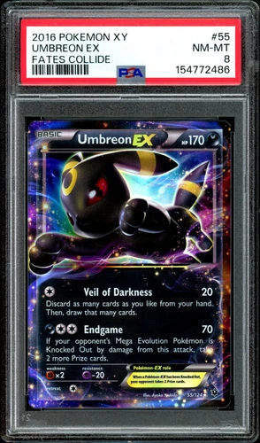 2016 POKEMON XY FATES COLLIDE #55 UMBREON EX PSA 8