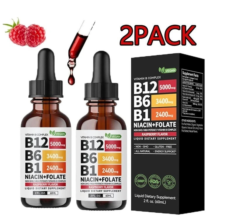 vitamin b12 folic acid & niacinamide injection 2-PACK) Vitamin B12 Liquid Supplement Drops with B6, B1, Niacin & Folate -  Edib