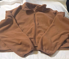 Women's Brown Solid Zip Front Long Sleeve Short Jacket w/ Pockets M