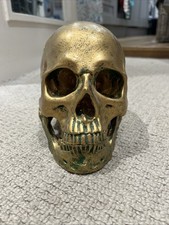 Human Skull Replica Full Size Realistic Non-3D Printed Painted Gold - Free P&P!