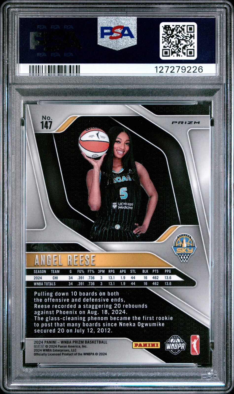 2024-25 Panini Prizm Wnba Ice Angel Reese PSA 7 #147 view 2