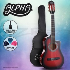 Alpha 34” Inch Guitar Classical Acoustic Cutaway Wooden Kids Gift 1/2 Size Red