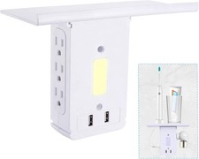 Outlet Extender Surge Protector 8 Port 6 Outlet 2 USB Shelf Night Light