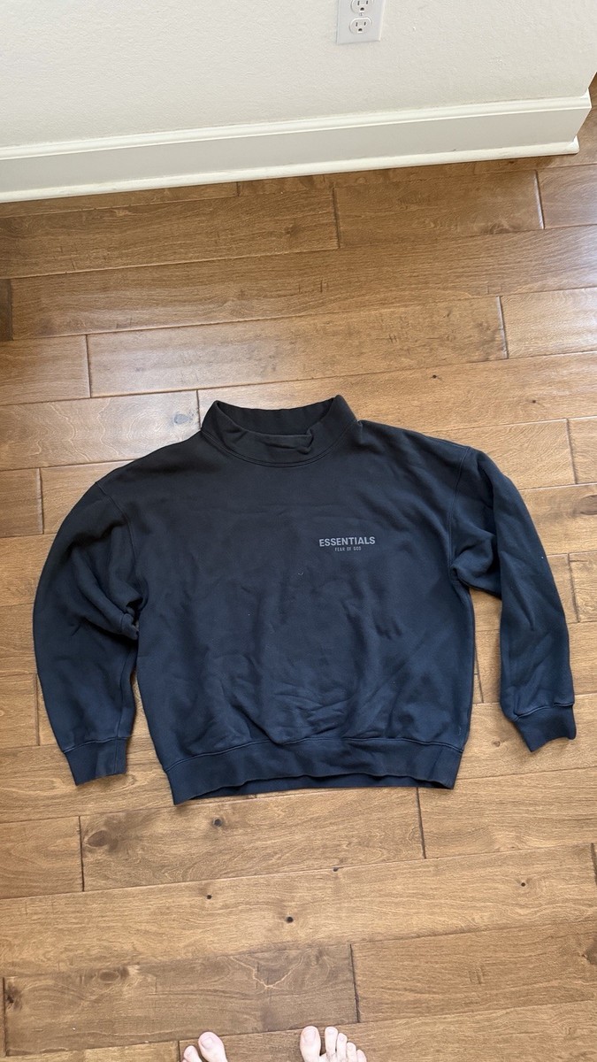 Fear of God Essentials Mock Neck Sweatshirt Black Size M 2020 FOG
