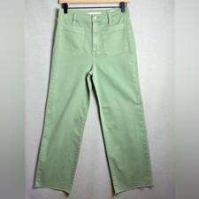Eunina Dawn Super High Rise Wide Leg Crop in Green Olive Women’s size 27