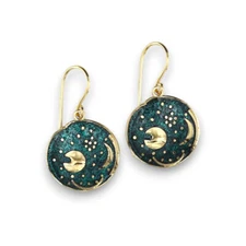 Sky Disc By Nebra Earrings 925 Silver Gold Plated Symbol Jewelry NEW