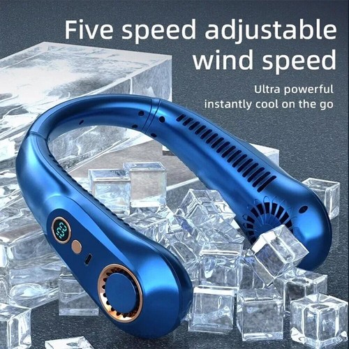 NEW Neck Fan USB Portable Fan Rechargeable Portable Cooler Neckband Bladeless UK - Picture 23 of 107