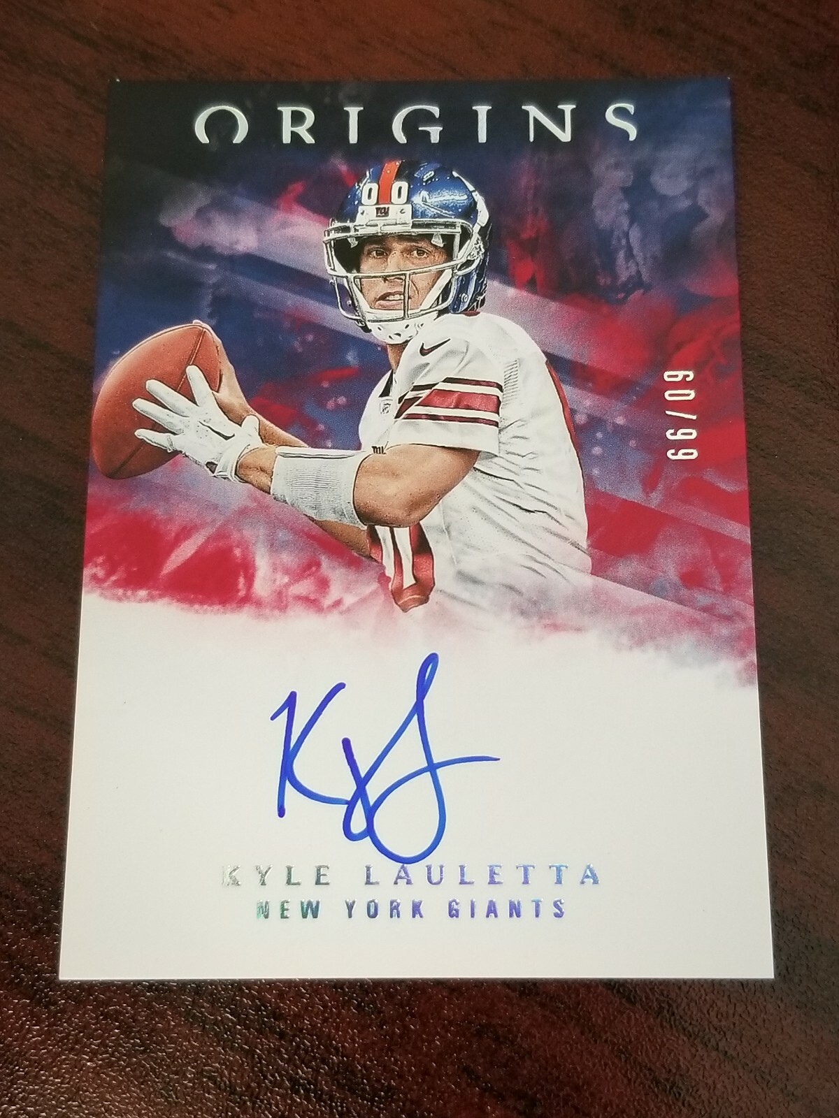 2018 Origins Rookie Auto Red #123 Kyle Lauletta NY Giants QB #'d 60/99