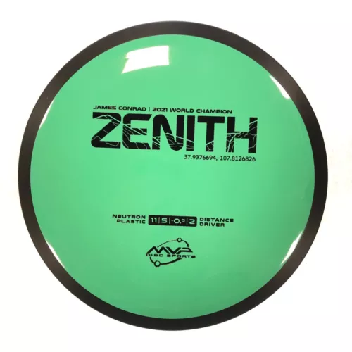 DISC GOLF MVP JAMES CONRAD NEUTRON ZENITH STABLE DISTANCE DRIVER 172g GREEN