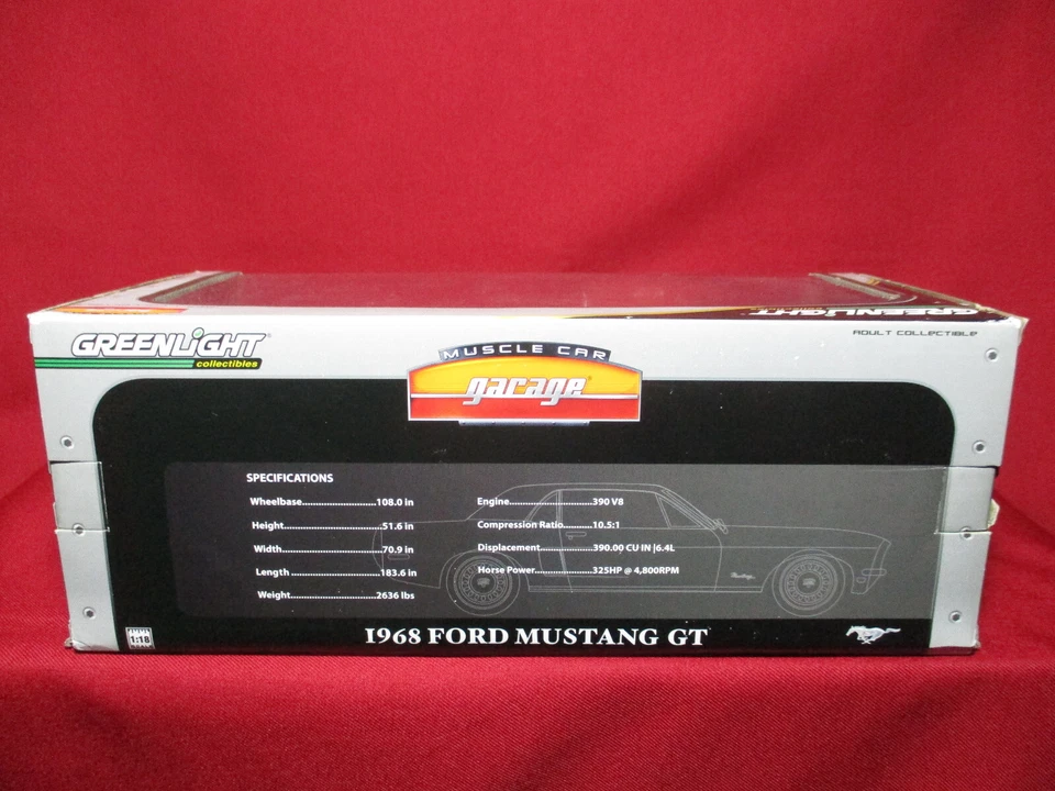 1:18 Scale 1968 Ford Mustang GT LTD EDITION Greenlight Diecast Model Muscle Car - Image 3 of 4