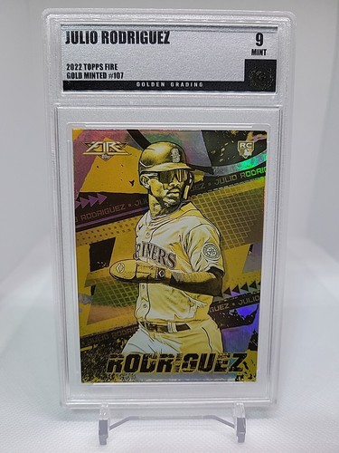 Julio Rodriguez [Gold Minted] #107 2022 Topps Fire card