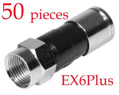 Perfect Vision EX6 Plus Compression Connectors RG6 Coax Cable Bag of 50 fittings