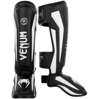 Venum Elite Lightweight Standup Protective MMA Shin Guards - Black/White