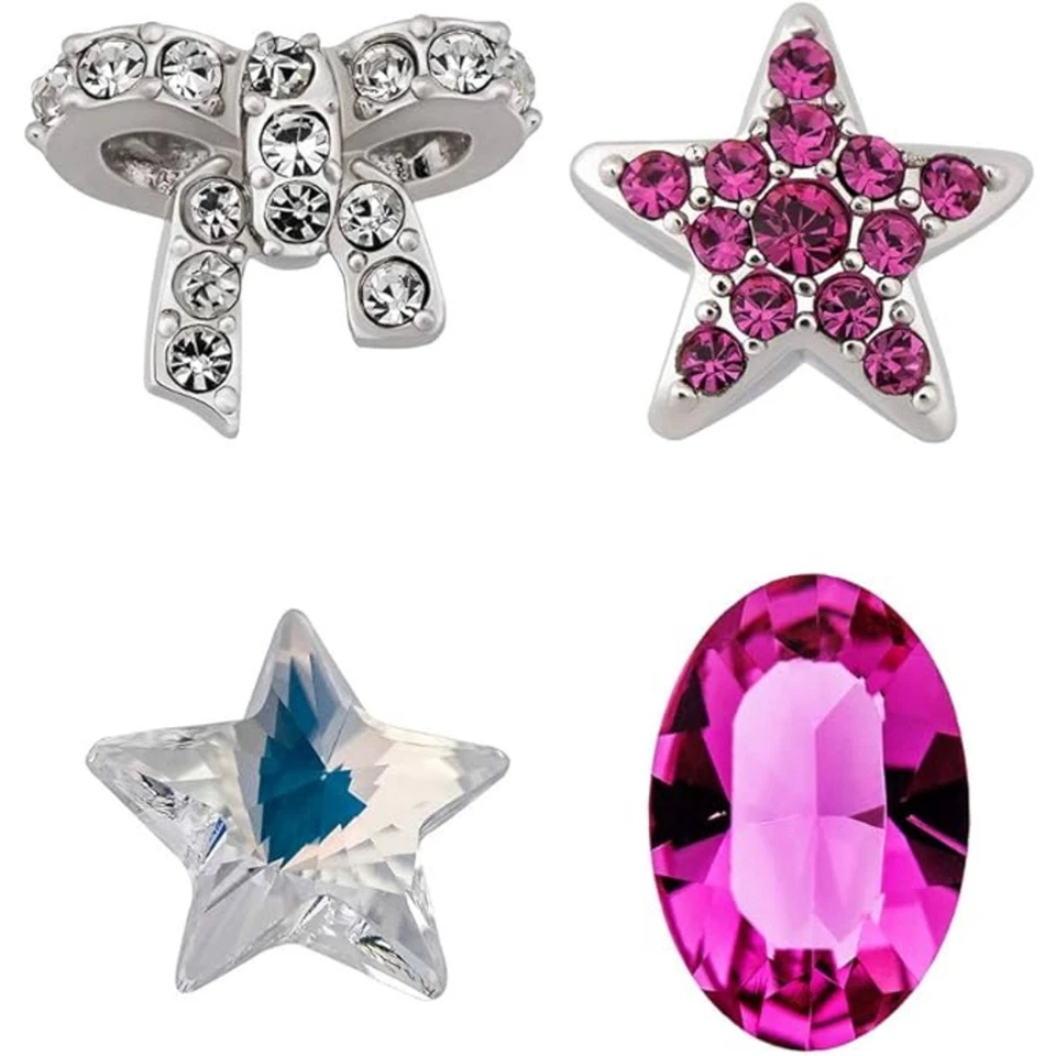 Juego de cuatro piezas de cristales transparentes y fucsia Swarovski Treasure para mujer 5071287