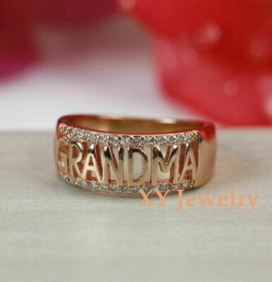 Grandma Ring Grandmother Gift 14K Rose Gold Plated Silver #1024