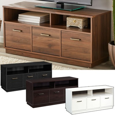 3 Door Tv Stand Console For Tvs Up To 50 Wood Entertainment