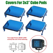 4pcs 3inch Led Work Light Bar Blue Lens Cover For Off Road ATV Truck Cube Pods