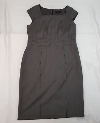 M&S GRÖSSE 10-14UK DAMEN GRAU ÄRMELLOS BLEISTIFT TUNIKA MIDIKLEID DAMEN GEFÜTTERT REISSVERSCHLUSS