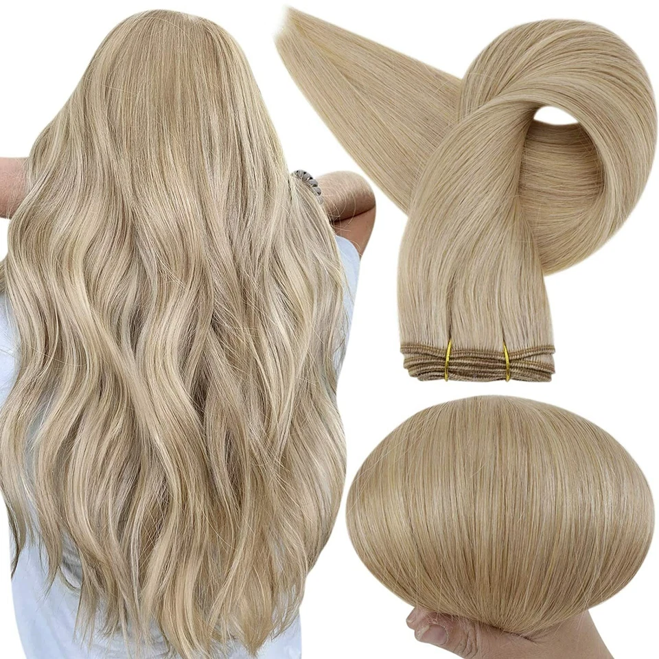 Double Weave Sew in Hair Extensions Weft Brazilian Remy Human Hair Full Head100g - Image 4 of 4