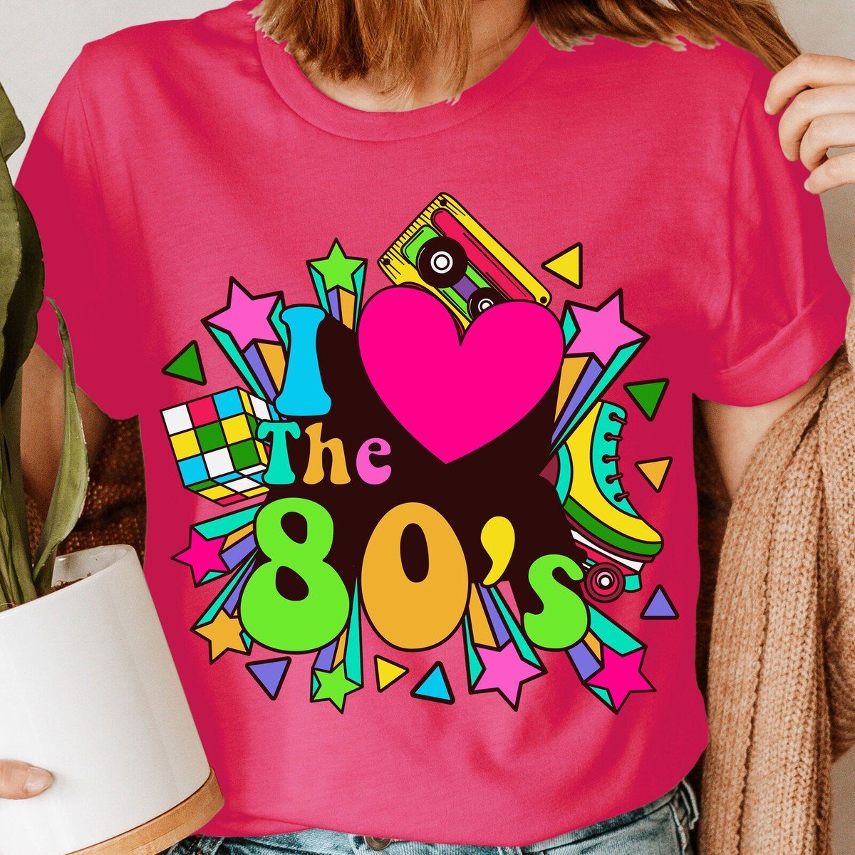 I Love The 80s Fancy Dress Globe Hen Party Neon Festival Womens T-Shirts  Top#GVE