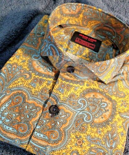 NWT Jared Lang Men's Size Medium Short Sleeve Button Down Shirt Classy Paisley A - Picture 2 of 16