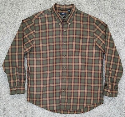 Vintage Arrow Men's XL Shirt Long Sleeve Red Green Plaid Button Up Breathable 