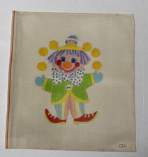 Colorful Juggling Clown Hand-Painted Needlepoint Canvas CLG Juggler 12.5" x 14"