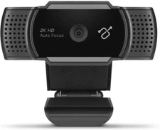 Aluratek 2K HD Webcam with Dual Stereo Noise Cancelling Mics, Auto Focus and Low