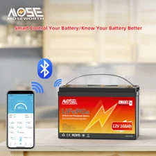 12V 168Ah LiFePO4 Bluetooth Lithium battery 15000+Deep Cycle BMS Solar Marine