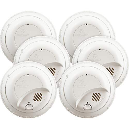First Alert 9120B Hardwired Smoke Detector with Battery Backup, 6-Pack, Reliable Fire Alarm for Home Safety