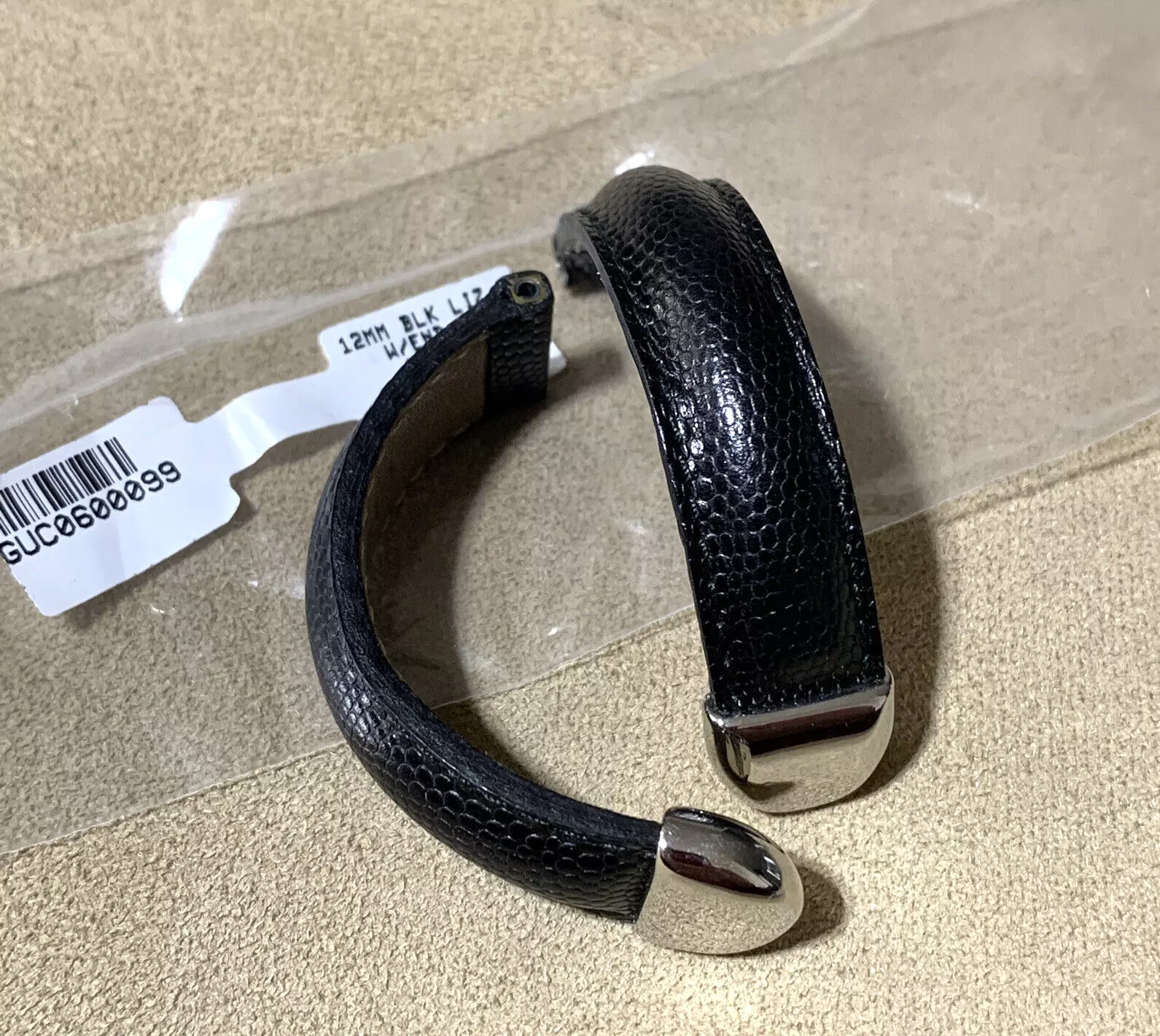 Montre Gucci bracelet bracelet 12mm noir cuir lézard/argent France Authentique