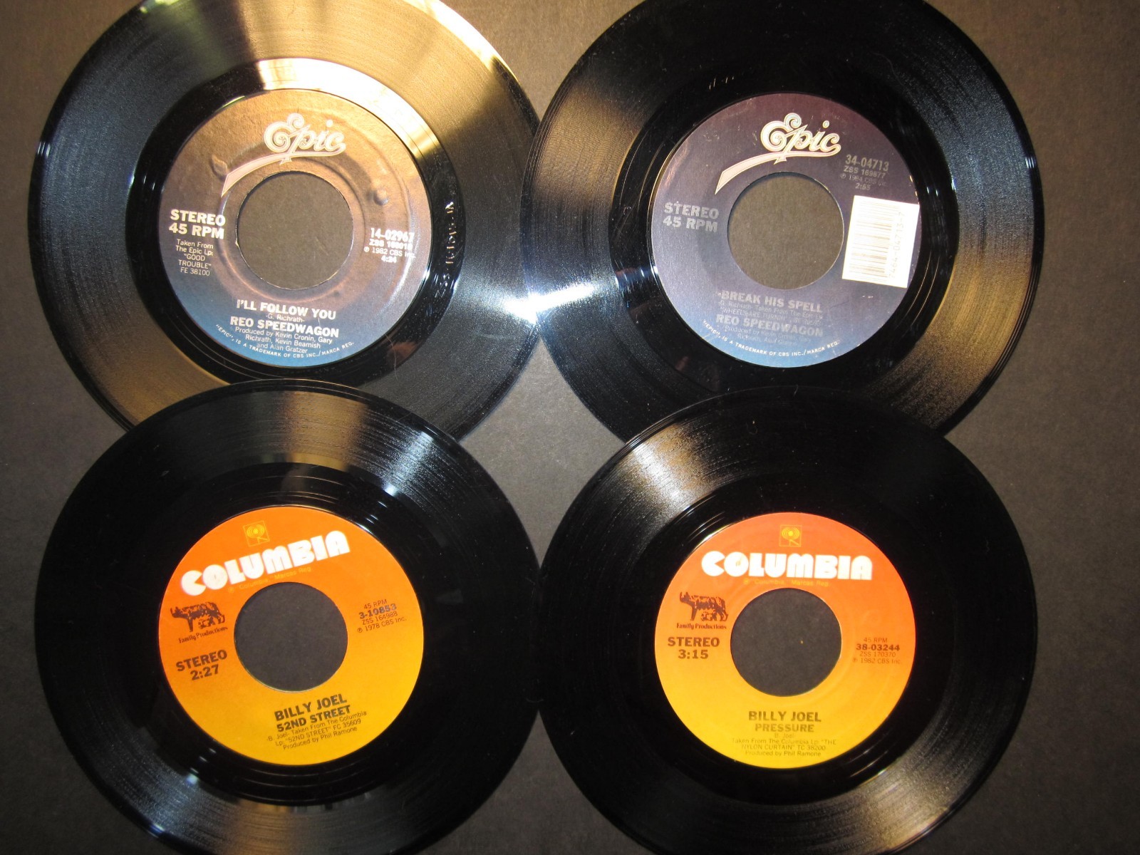 2 REO Speedwagon and 2 Billy Joel 45rpm, My Life,Pressure,Keep The Fire Burning eBay