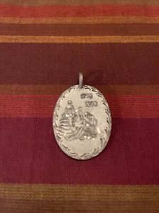 American Bicentennial Liberty Bell Pendant Hand Engraved Pewter Vintage