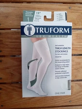 TRUFORM 8810WH-L 18mmHg Compression Stockings Large White closed toe Thigh Lngth