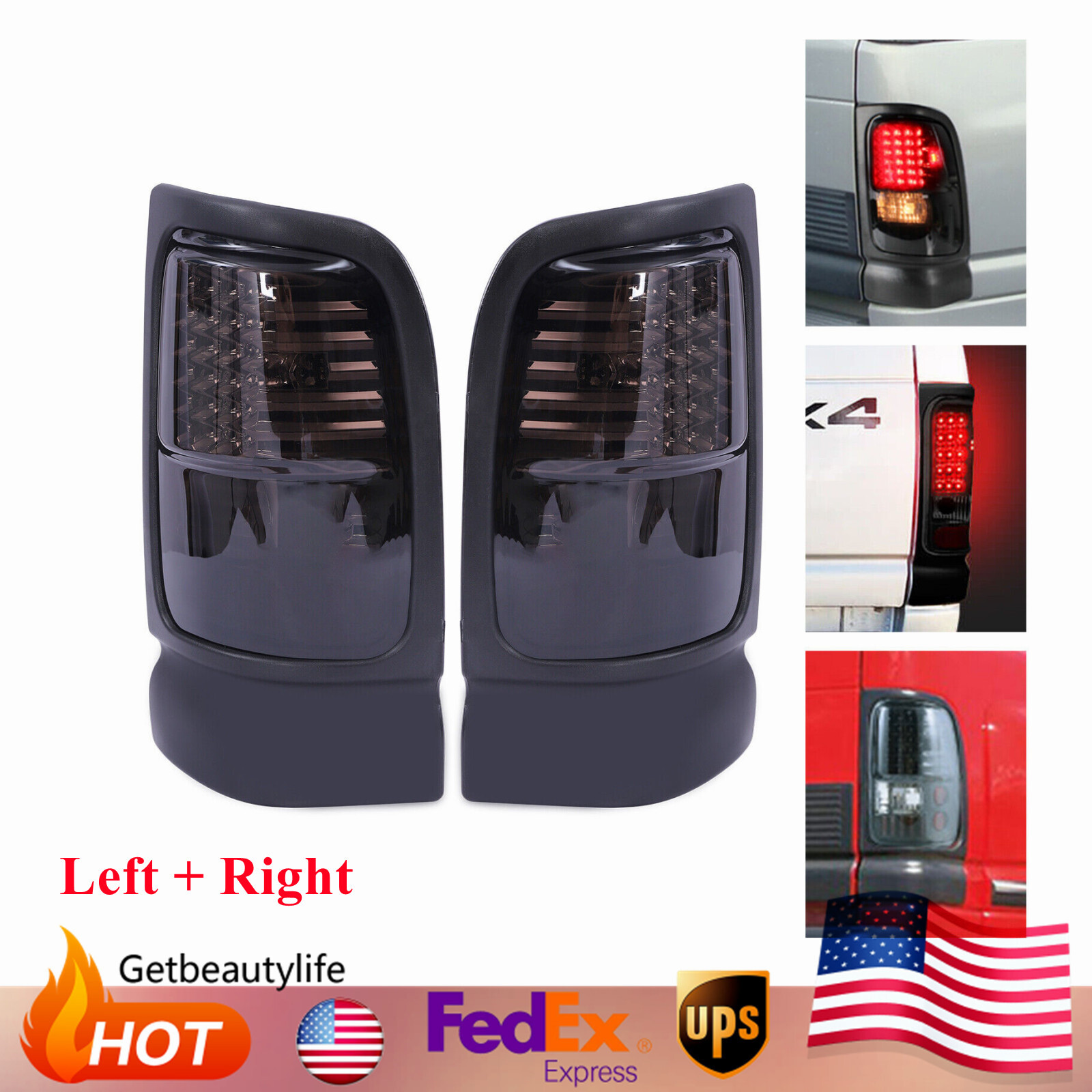 Smoked Black LED Tail Light Pair for Dodge Ram 1500/2500/3500 1994-2002