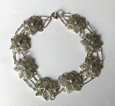925 Sterling Silber Blumen Filigran Vintage A...
