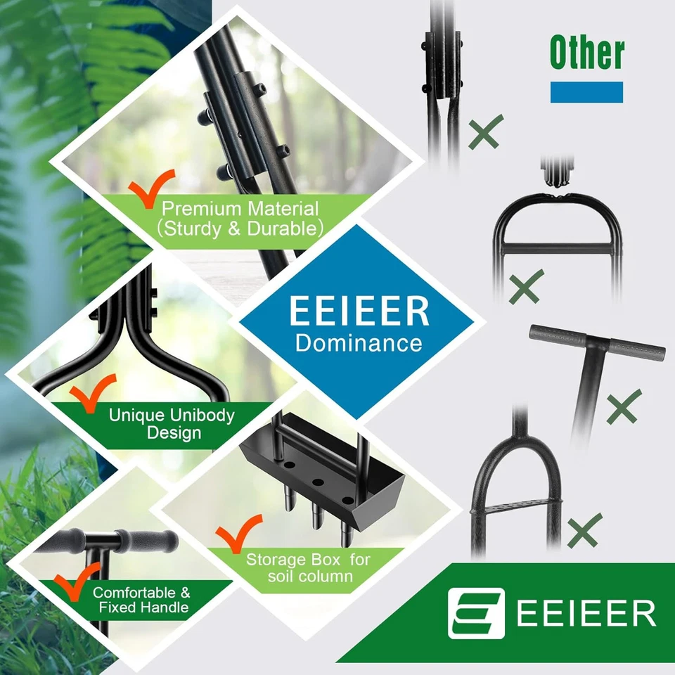 草坪曝气器 Coring 花园工具带土壤核心存储托盘草坪曝气工具 — 第 2/4 张图片