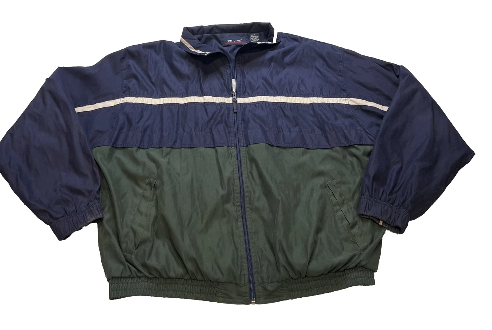 Men’s Dark Grey Vintage "ON LINE" Waterproof Jacket Windbreaker Size L