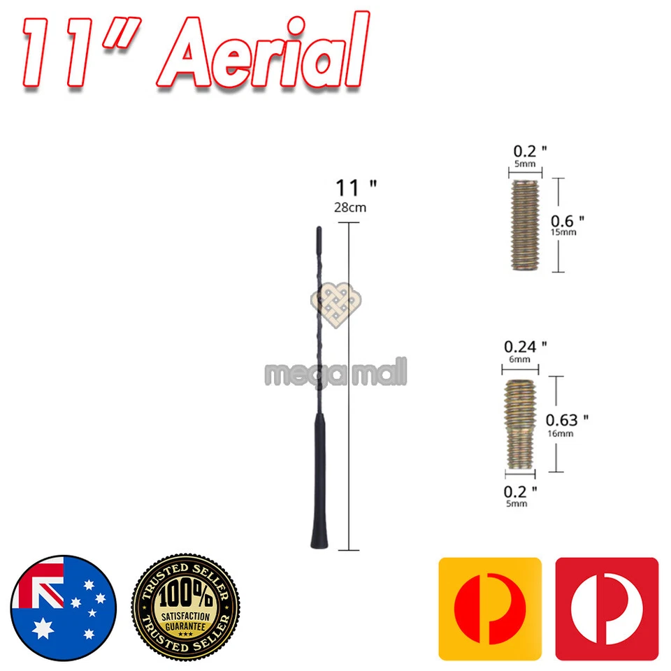 ANTENNA / AERIAL FOR SUBARU WRX IMPREZA FORESTER OUTBACK LIBERTY WHIP 11 INCH  - Image 3 of 4