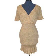 Urban Outfitters Lumiére vintage floral pattern yellow v-neck dress medium NWOT