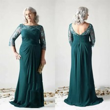 Dark Green Mother Of The Bride Dress Appliques Backless Chiffon Prom Party Gowns